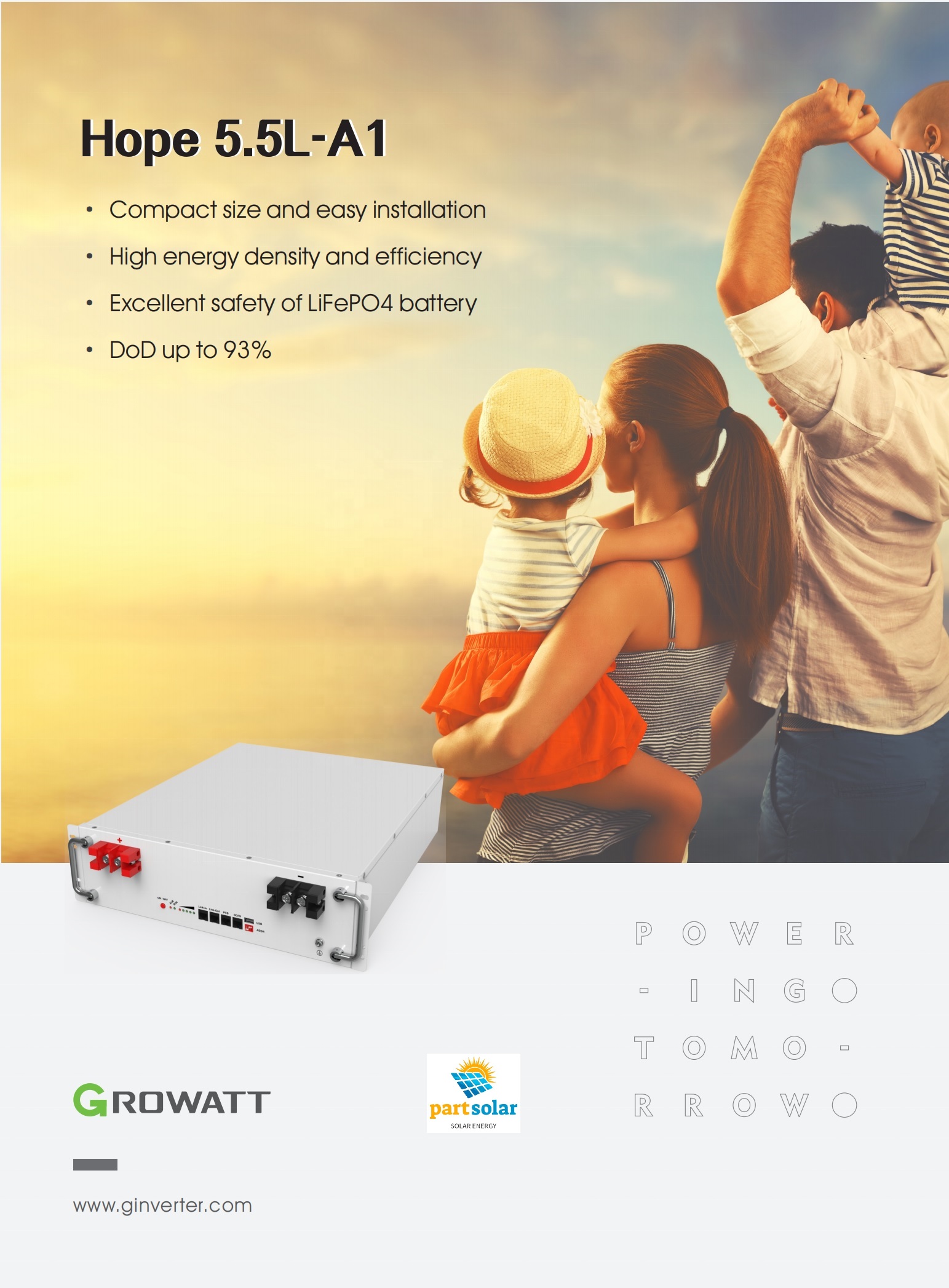 باتری لیتیوم برند گرووات GROWATT مدل 5.5L-A1 LiFePO4 توان 5.5KW - Image 3