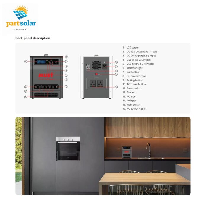 پاور استیشن (ESS) برند ماست MUST مدل HBP15-1012 توان 1000WH - Image 2
