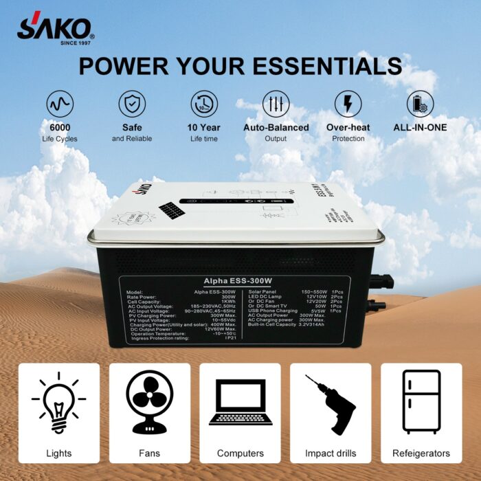 پاور استیشن (ESS) برند SAKO مدل Alpha ESS-1000W/2000Wh توان 2000WH - Image 3