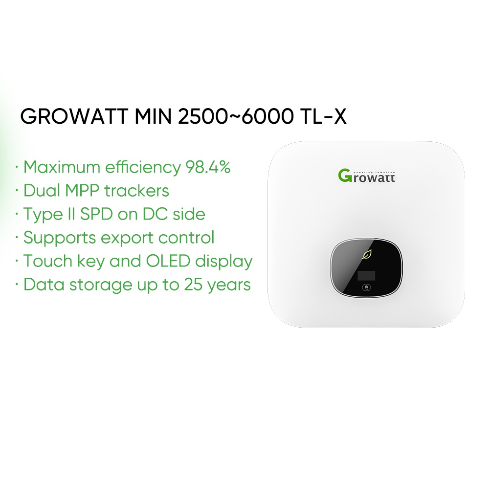 اینورتر ON GRID برند گروواتGROWATT مدل  MIN 5000 TL-X2 توان 5KW وات تک فاز - Image 3